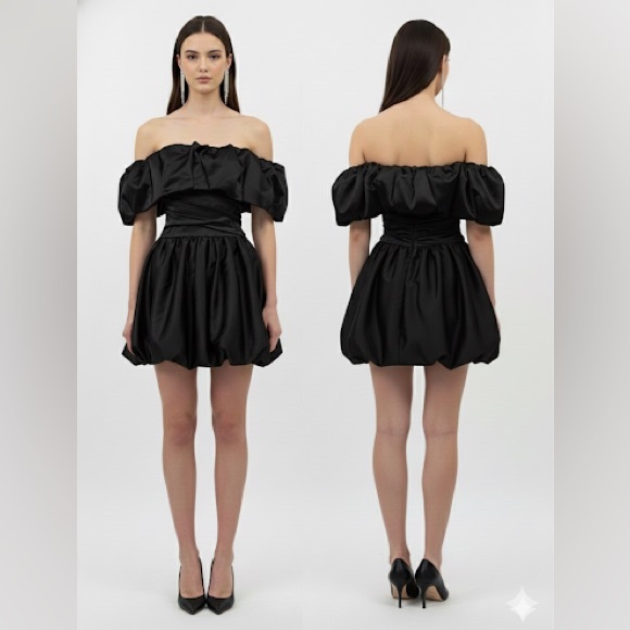 Jonathan Simkhai Satin Mini bubble dress size 4 in black